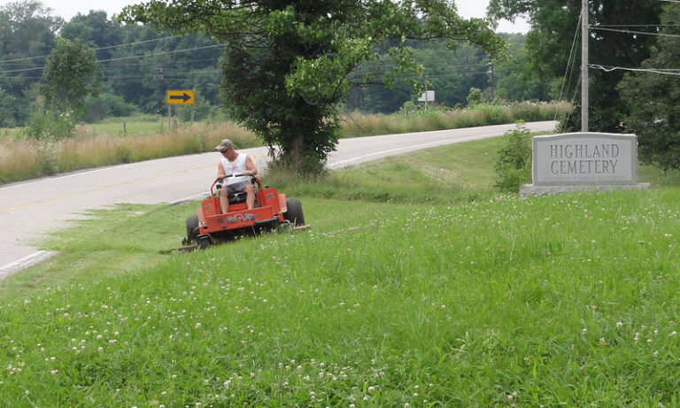 mowing wildflowers