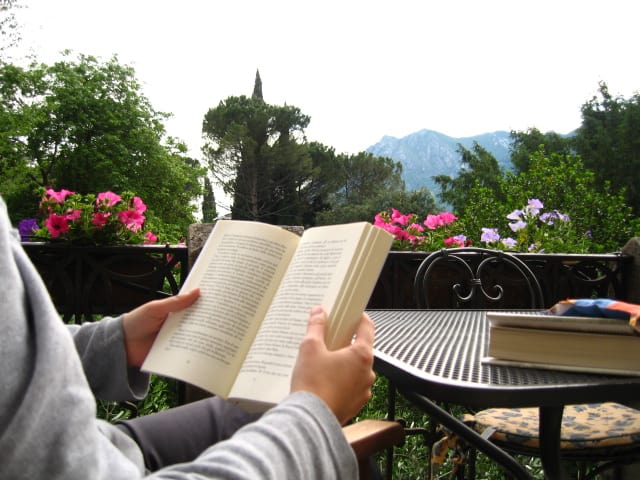 Reading book in Garden
